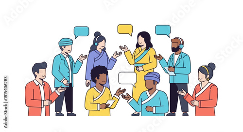 Diverse group of people communicating and collaborating together