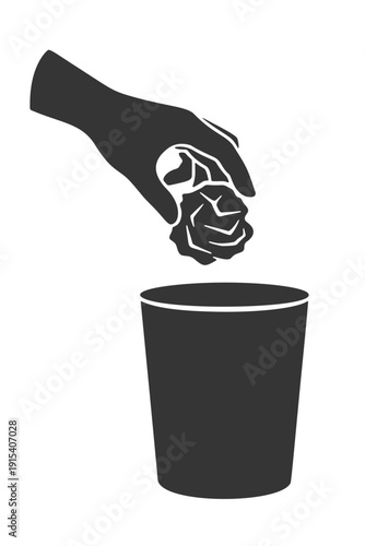ごみを捨てる手のシルエットアイコン