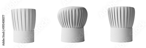 Schilderij op canvas White Chef Hat Set, Realistic Professional Toque Blanche Collection Isolated on