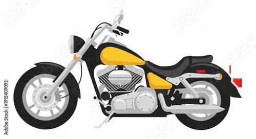 Black and Yellow Motorcycle Side View.