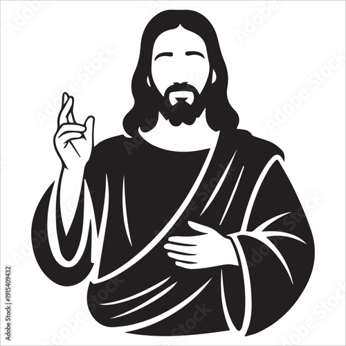 Jesus Christ in Prayerful Rest Silhouette: Minimalist Christian art showing the profile of Jesus during a moment of spiritual retreat.