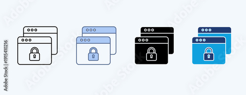 Website Security Multiple Icon Illustration Vector