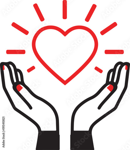 A heart is being cradled by two hands