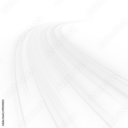 Pure white neon rays sweep over a straight express highway. Speed blur and shining streaks emphasize futuristic drive energy at night. Vector illustration PNG.