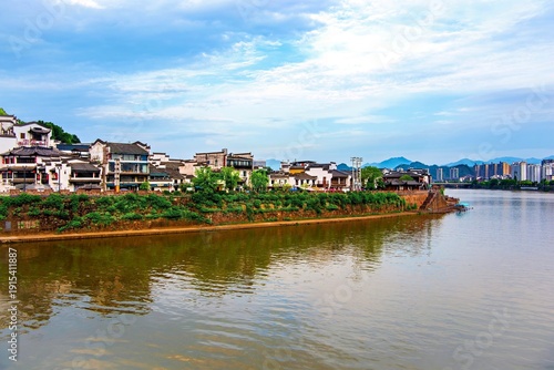 XinAn River at TunXi Ancient Street. Huangshan City, Anhui Province, China. The street existed since the Southern Song Dynasty 900 years ago.