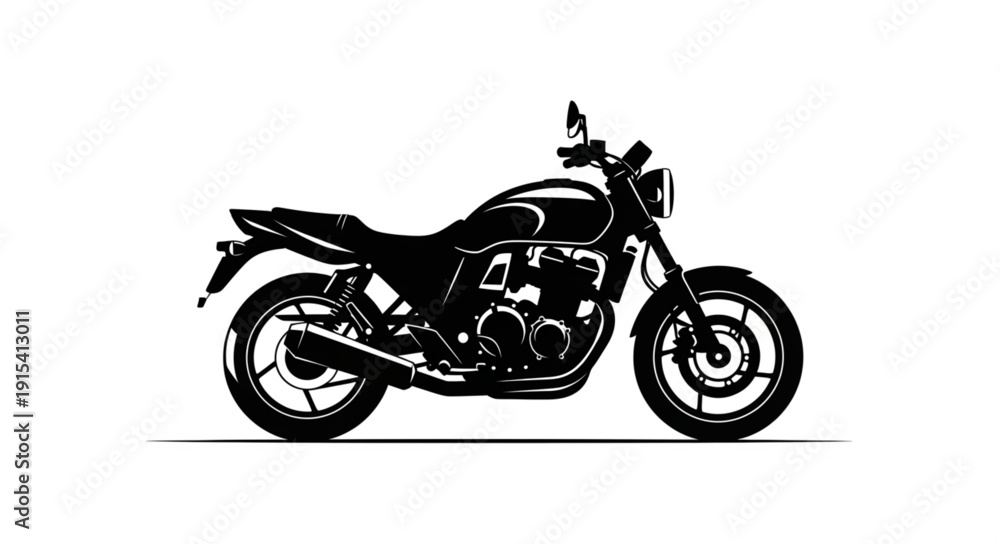 Fototapeta premium Black Motorcycle Side View Illustration.