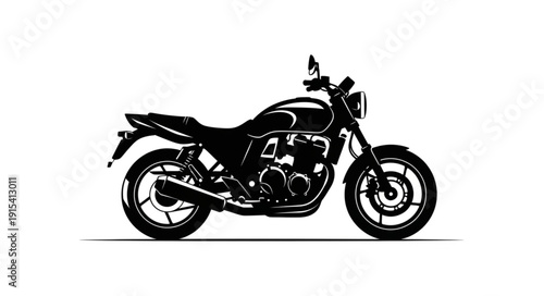 Black Motorcycle Side View Illustration.