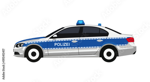 Germany StreifenwagenPatrol Car Polizei Vector Illustration – Law Enforcement Emergency Vehicle Design
