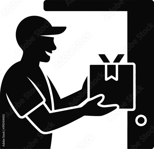 Delivery Courier Package Door Service Shipping Box Transport Logistics Worker