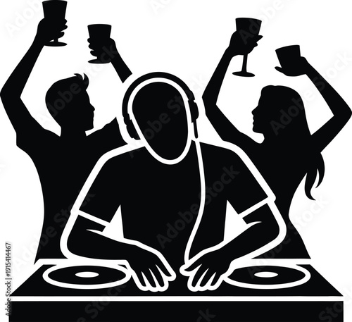 DJ Music Party Celebration Headphones Dance Nightclub Entertainment Crowd Mixer