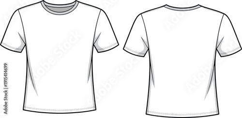 White t shirts front and back view blank t shirts short sleeve shirts crew neck