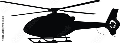 Minimalist black helicopter in air silhouette vector icon