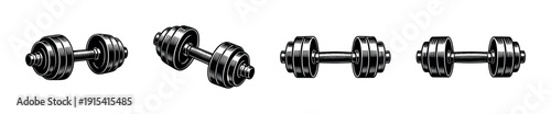 Dumbbell flat vector icons set. weightlifting, exercise, and gym equipment symbols