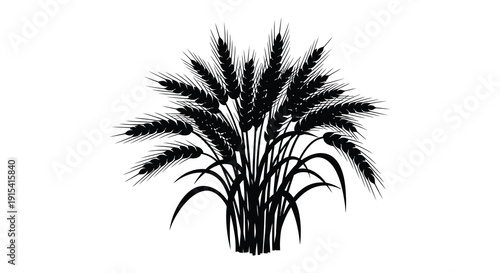 A striking black and white illustration of wheat stalks elegantly arranged showcasing a bold silhouette high quality professional