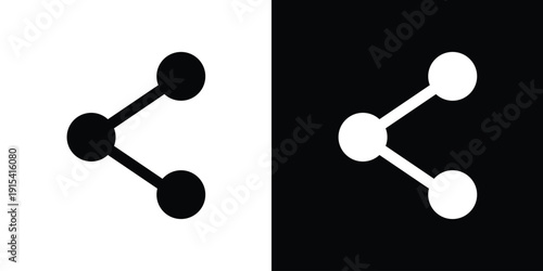 Social share vector icon set. Minimalist black and white connectivity symbols with nodes and lines. High-quality network graphics for social media marketing, app distribution, and data sharing.