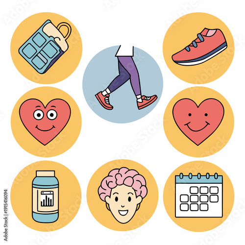 Assorted colorful icons representing various hobbies and interests Vector