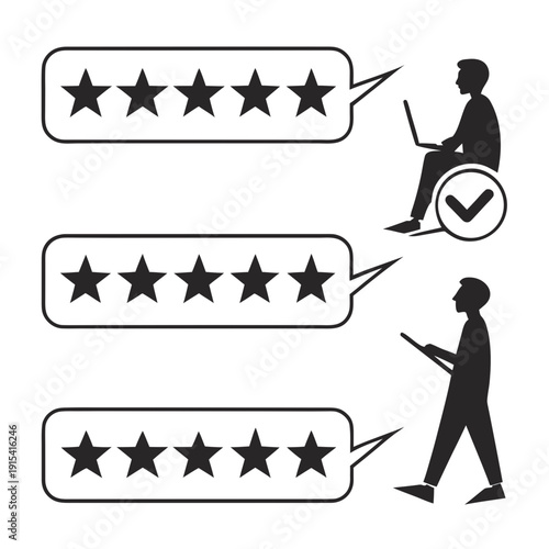 Person giving different ratings to products or services in a survey Vector