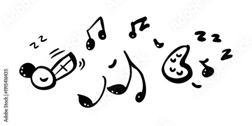 A whimsical illustration of musical notes and sleeping z's dancing together Vector