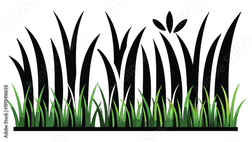 Elegant vector grass blades with a smooth green gradient fill, creating a refreshing natural design element for various graphic projects