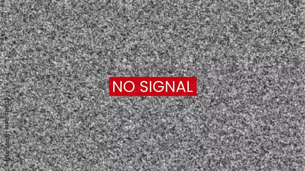 TV static noise background with no signal message and analog glitch ...