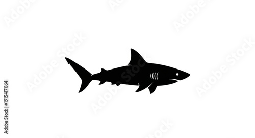 Black Silhouette of Shark Swimming.