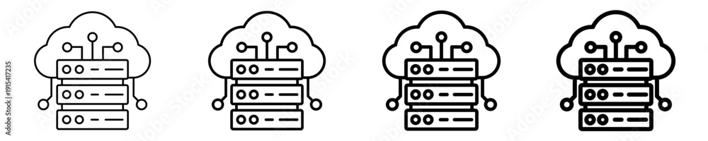 Obraz premium Cloud Server Icon Set Different Style Collection
