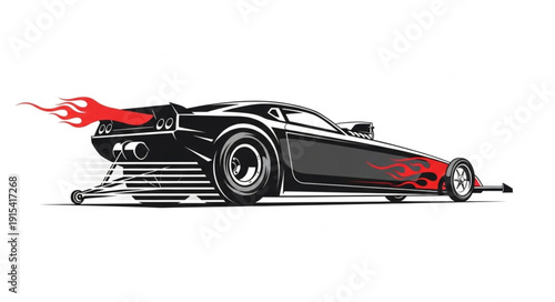 Black Sports Car Racing Illustration.