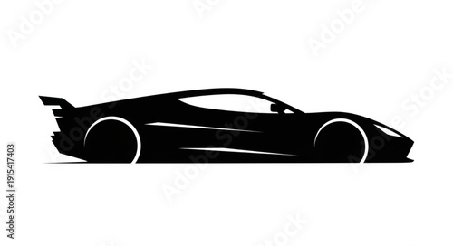 Black Sports Car Silhouette Profile.