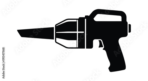 A striking black silhouette depicts a futuristic ray gun showcasing a classic science fiction aesthetic silhouette high quality