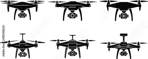 Modern drone fleet vector illustration Vector