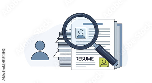 Magnifying Glass over Resume for Human Resources and Hiring Concept