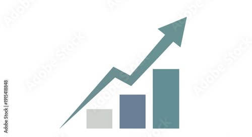 Financial Growth Bar Chart with Upward Arrow Icon