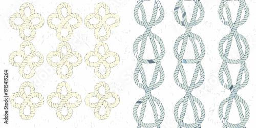 Detailed illustration of nautical rope knots and chain links