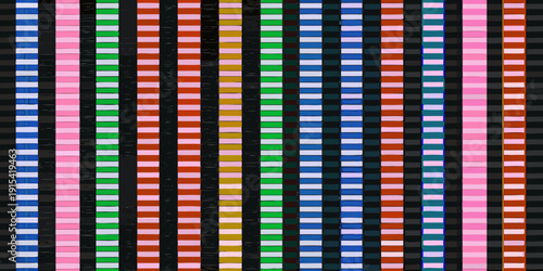 Colorful vertical stripes composed of rectangular blocks creating an abstract pattern
