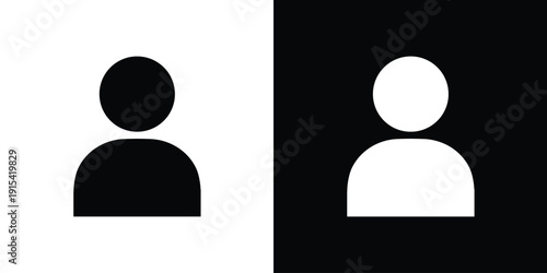 Minimalist user profile vector icon set. Simple black and white human silhouette symbols. Professional flat design for account settings, member login, and social media person avatars.