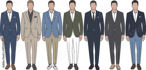 Professional Men Vector Set  Formal Business Suits and Office Style