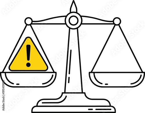 Yellow warning triangle on left scale of balance
