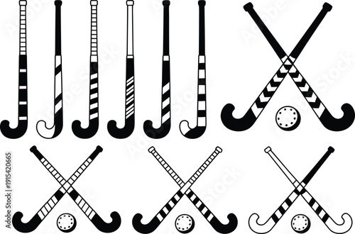 Field Hockey Sticks and Balls Illustration