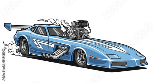 Blue Racing Car Vector Illustration.
