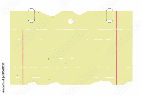 Yellow paper with red lines and office supply details a minimalist design concept