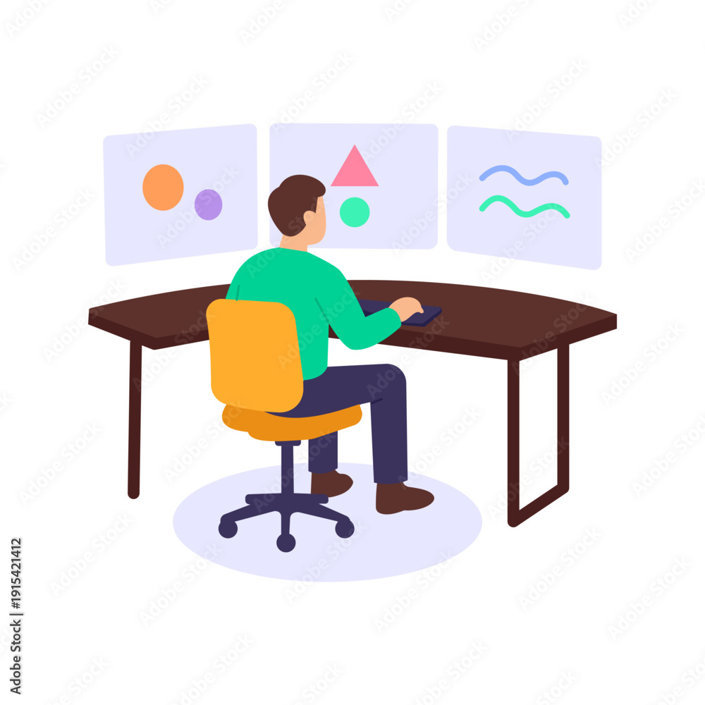 Fototapeta premium SIEM Dashboard, centralized security event monitoring and visualization, Flat vector character illustration