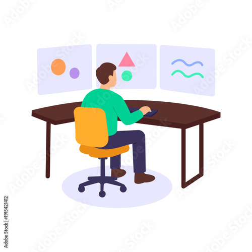 SIEM Dashboard, centralized security event monitoring and visualization, Flat vector character illustration