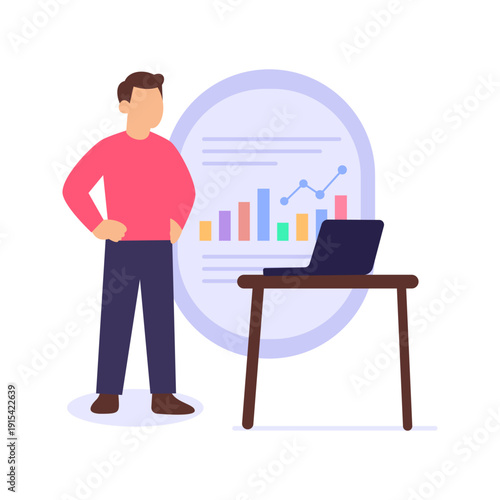 VPN Activity Monitoring, tracking secure remote network connections, Flat vector character illustration