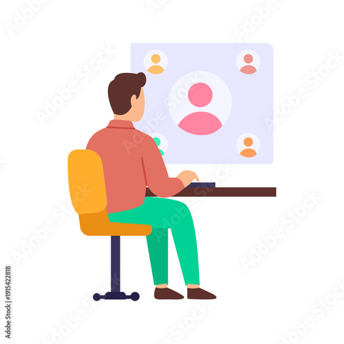 Dark Web Activity, monitoring leaked data and threats, Flat vector character illustration