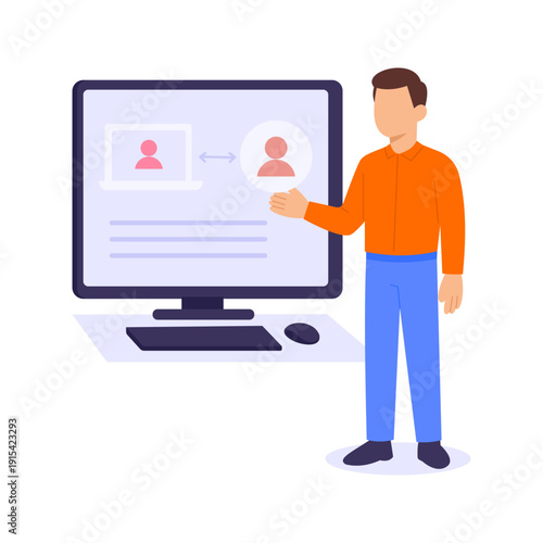 Remote Access Monitoring, tracking external system access attempts, Flat vector character illustration