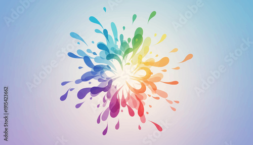 Dynamic and vibrant explosion of abstract color splashes creating a mesmerizing and artistic spectrum on a soft gradient background, symbolizing creativity and energy