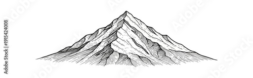 Mountain illustration monochrome peaks and shadows symbol
