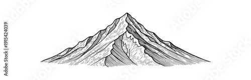 Mountain peak icon illustration black and white outline isolated element design template graphic resource