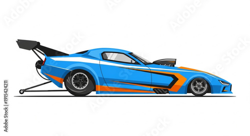 Blue Sports Car Racing Illustration.