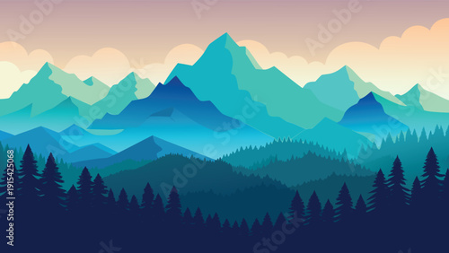 Mountain landscape vector illustration